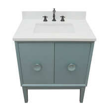 Load image into Gallery viewer, Bellaterra Home 400400-AB-WER 31&quot; Single Sink Vanity in Aqua Blue with White Quartz, White Rectangle Sink, Top Angled View