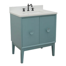 Load image into Gallery viewer, Bellaterra Home 400400-AB-WER 31&quot; Single Sink Vanity in Aqua Blue with White Quartz, White Rectangle Sink, Angled View