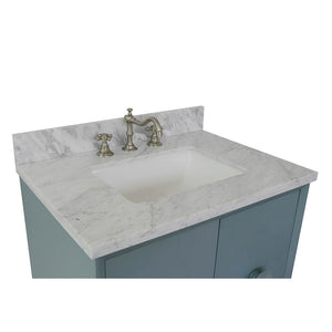 Bellaterra Home 400400-AB-WMR 31" Single Sink Vanity in Aqua Blue with White Carrara Marble, White Rectangle Sink, Countertop and Sink