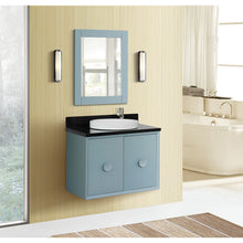 Load image into Gallery viewer, Bellaterra Home 400400-CAB-AB-BGRD 31&quot; Single Sink Vanity in Aqua Blue with Black Galaxy Granite, White Round Semi-Recessed Sink, Bathroom Rendering