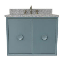 Load image into Gallery viewer, Bellaterra Home 400400-CAB-AB-GYO 31&quot; Single Wall Mounted Vanity in Aqua Blue with Gray Granite, White Oval Sink, Front View