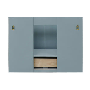 Bellaterra Home 400400-CAB-AB-GYO 31" Single Wall Mounted Vanity in Aqua Blue with Gray Granite, White Oval Sink, Back View