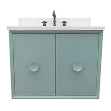 Load image into Gallery viewer, Bellaterra Home 400400-CAB-AB-WER 31&quot; Single Wall Mounted Vanity in Aqua Blue with White Quartz, White Rectangle Sink, Front View