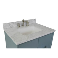 Load image into Gallery viewer, Bellaterra Home 400400-CAB-AB-WMR 31&quot; Single Wall Mounted Vanity in Aqua Blue with White Carrara Marble, White Rectangle Sink, Countertop and Sink