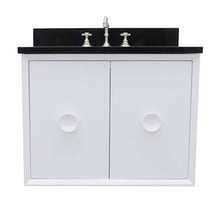 Load image into Gallery viewer, Bellaterra Home 400400-CAB-WH-BGO 31&quot; Single Wall Mount Vanity in White with Black Galaxy Granite, White Oval Sink, Front View