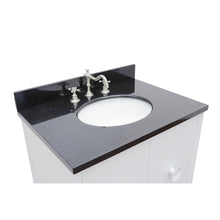 Load image into Gallery viewer, Bellaterra Home 400400-CAB-WH-BGO 31&quot; Single Wall Mount Vanity in White with Black Galaxy Granite, White Oval Sink, Countertop and Sink