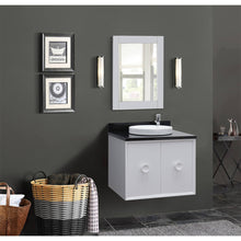 Load image into Gallery viewer, Bellaterra Home 400400-CAB-WH-BGRD 31&quot; Single Wall Mount Vanity in White with Black Galaxy Granite, White Round Semi-Recessed Sink, Bathroom Rendering