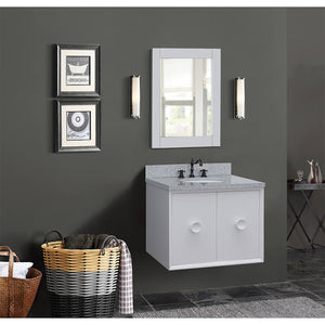 Bellaterra Home 400400-CAB-WH-GYO 31" Single Wall Mount Vanity in White with Gray Granite, White Oval Sink, Bathroom Rendering
