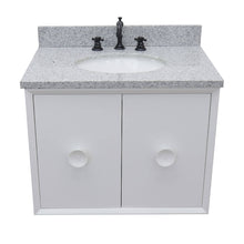 Load image into Gallery viewer, Bellaterra Home 400400-CAB-WH-GYO 31&quot; Single Wall Mount Vanity in White with Gray Granite, White Oval Sink, Top Angled View