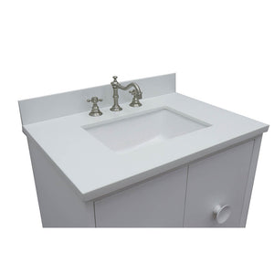 Bellaterra Home 400400-CAB-WH-WER 31" Single Wall Mount Vanity in White with White Quartz, White Rectangle Sink, Countertop and Sink