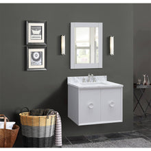 Load image into Gallery viewer, Bellaterra Home 400400-CAB-WH-WMR 31&quot; Single Wall Mount Vanity in White with White Carrara Marble, White Rectangle Sink, Bathroom Rendering