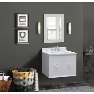 Bellaterra Home 400400-CAB-WH-WMR 31" Single Wall Mount Vanity in White with White Carrara Marble, White Rectangle Sink, Bathroom Rendering