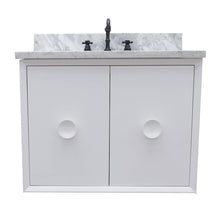 Load image into Gallery viewer, Bellaterra Home 400400-CAB-WH-WMR 31&quot; Single Wall Mount Vanity in White with White Carrara Marble, White Rectangle Sink, Front View