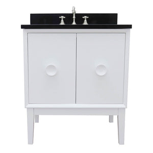 Bellaterra Home 400400-WH-BGO 31" Single Vanity in White with Black Galaxy Granite, White Oval Sink, Front View
