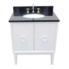 Load image into Gallery viewer, Bellaterra Home 400400-WH-BGO 31&quot; Single Vanity in White with Black Galaxy Granite, White Oval Sink, Top Angled View