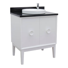 Load image into Gallery viewer, Bellaterra Home 400400-WH-BGRD 31&quot; Single Vanity in White with Black Galaxy Granite, White Round Semi-Recessed Sink, Angled View