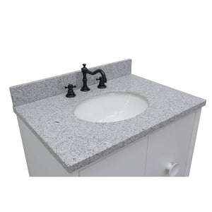 Bellaterra Home 400400-WH-GYO 31" Single Vanity in White with Gray Granite, White Oval Sink, Countertop and Sink