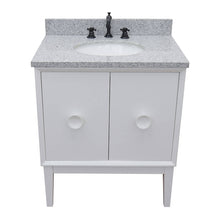 Load image into Gallery viewer, Bellaterra Home 400400-WH-GYO 31&quot; Single Vanity in White with Gray Granite, White Oval Sink, Top Angled View