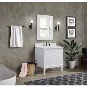 Bellaterra Home 400400-WH-WER 31" Single Vanity in White with White Quartz, White Rectangle Sink, Bathroom Rendering