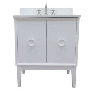 Bellaterra Home 400400-WH-WER 31" Single Vanity in White with White Quartz, White Rectangle Sink, Front View