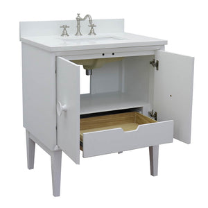 Bellaterra Home 400400-WH-WER 31" Single Vanity in White with White Quartz, White Rectangle Sink, Open Doors and Drawer