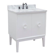 Load image into Gallery viewer, Bellaterra Home 400400-WH-WMR 31&quot; Single Vanity in White with White Carrara Marble, White Rectangle Sink, Angled View