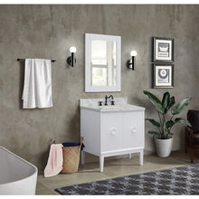Load image into Gallery viewer, Bellaterra Home 400400-WH-WMR 31&quot; Single Vanity in White with White Carrara Marble, White Rectangle Sink, Bathroom Rendering