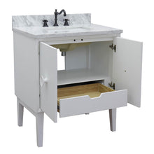 Load image into Gallery viewer, Bellaterra Home 400400-WH-WMR 31&quot; Single Vanity in White with White Carrara Marble, White Rectangle Sink, Open Doors and Drawer