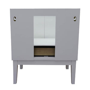 Bellaterra Home 400400-WH-WMR 31" Single Vanity in White with White Carrara Marble, White Rectangle Sink, Back View