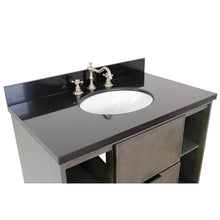 Load image into Gallery viewer, Bellaterra Home 400502-CAB-LY-BGO 37&quot; Single Wall Mount Vanity in Gray Linen with Black Galaxy Granite, White Oval Sink, Countertop and Sink