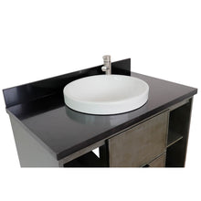 Load image into Gallery viewer, Bellaterra Home 400502-CAB-LY-BGRD 37&quot; Single Wall Mounted Vanity in Gray Linen with Black Galaxy Granite, White Round Semi-Recessed Sink, Countertop and Sink