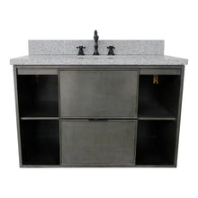 Load image into Gallery viewer, Bellaterra Home 400502-CAB-LY-GYO 37&quot; Single Wall Mounted Vanity in Gray Linen with Gray Granite, White Oval Sink, Front View