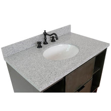 Load image into Gallery viewer, Bellaterra Home 400502-CAB-LY-GYO 37&quot; Single Wall Mounted Vanity in Gray Linen with Gray Granite, White Oval Sink, Countertop and Sink
