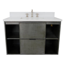 Load image into Gallery viewer, Bellaterra Home 400502-CAB-LY-WER 37&quot; Single Wall Mounted Vanity in Gray Linen with White Quartz, White Rectangle Sink, Front View