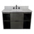 Bellaterra Home 400502-CAB-LY-WMR 37" Single Wall Mounted Vanity in Gray Linen with White Carrara Marble, White Rectangle Sink, Front View