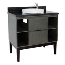 Load image into Gallery viewer, Bellaterra Home 400502-LY-BGRD 37&quot; Single Vanity in Gray Linen with Black Galaxy Granite, White Round Semi-Recessed Sink