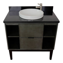 Load image into Gallery viewer, Bellaterra Home 400502-LY-BGRD 37&quot; Single Vanity in Gray Linen with Black Galaxy Granite, White Round Semi-Recessed Sink