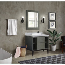 Load image into Gallery viewer, Bellaterra Home 400502-LY-GYRD 37&quot; Single  Vanity in Gray Linen with Gray Granite, White Round Semi-Recessed Sink