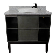 Load image into Gallery viewer, Bellaterra Home 400502-LY-GYRD 37&quot; Single  Vanity in Gray Linen with Gray Granite, White Round Semi-Recessed Sink