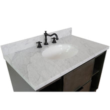 Load image into Gallery viewer, Bellaterra Home 400502-LY-WMO 37&quot; Single Vanity in Gray Linen with White Carrara Marble, White Oval Sink