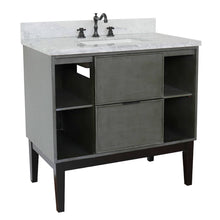 Load image into Gallery viewer, Bellaterra Home 400502-LY-WMR 37&quot; Single Vanity in Gray Linen with White Carrara Marble, White Rectangle Sink