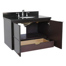 Load image into Gallery viewer, Bellaterra Home 400503-CAB-CP-BGO 37&quot; Single Wall Mounted Vanity in Cappuccino with Black Galaxy Granite, White Oval Sink