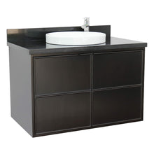 Load image into Gallery viewer, Bellaterra Home 400503-CAB-CP-BGRD 37&quot; Single Wall Mounted Vanity in Cappuccino with Black Galaxy Granite, White Round Semi-Recessed Sink