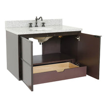 Load image into Gallery viewer, Bellaterra Home 400503-CAB-CP-GYO 37&quot; Single Wall Mounted Vanity in Cappuccino with Gray Granite, White Oval Sink
