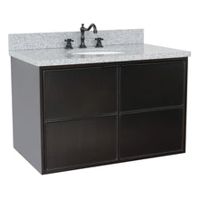 Load image into Gallery viewer, Bellaterra Home 400503-CAB-CP-GYO 37&quot; Single Wall Mounted Vanity in Cappuccino with Gray Granite, White Oval Sink
