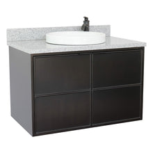 Load image into Gallery viewer, Bellaterra Home 400503-CAB-CP-GYRD 37&quot; Single Wall Mounted Vanity in Cappuccino with Gray Granite, White Round Semi-Recessed Sink