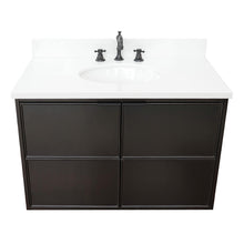 Load image into Gallery viewer, Bellaterra Home 400503-CAB-CP-WEO 37&quot; Single Wall Mounted  Vanity in Cappuccino with White Quartz, White Oval Sink