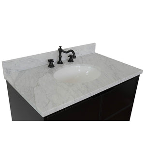 Bellaterra Home 400503-CAB-CP-WMO 37" Single Wall Mounted Vanity in Cappuccino with White Carrara Marble, White Oval Sink