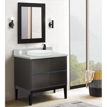 Load image into Gallery viewer, Bellaterra Home 400503-CP-GYRD 37&quot; Single Vanity in Cappuccino with Gray Granite, White Round Semi-Recessed Sink