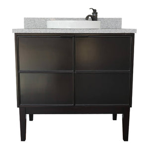 Bellaterra Home 400503-CP-GYRD 37" Single Vanity in Cappuccino with Gray Granite, White Round Semi-Recessed Sink